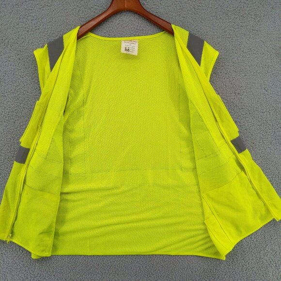 PIP Hi-Visibility Yellow Safety Vest Reflective Mesh Zip ANSI 107-2015 Type R 3X - Picture 3 of 14